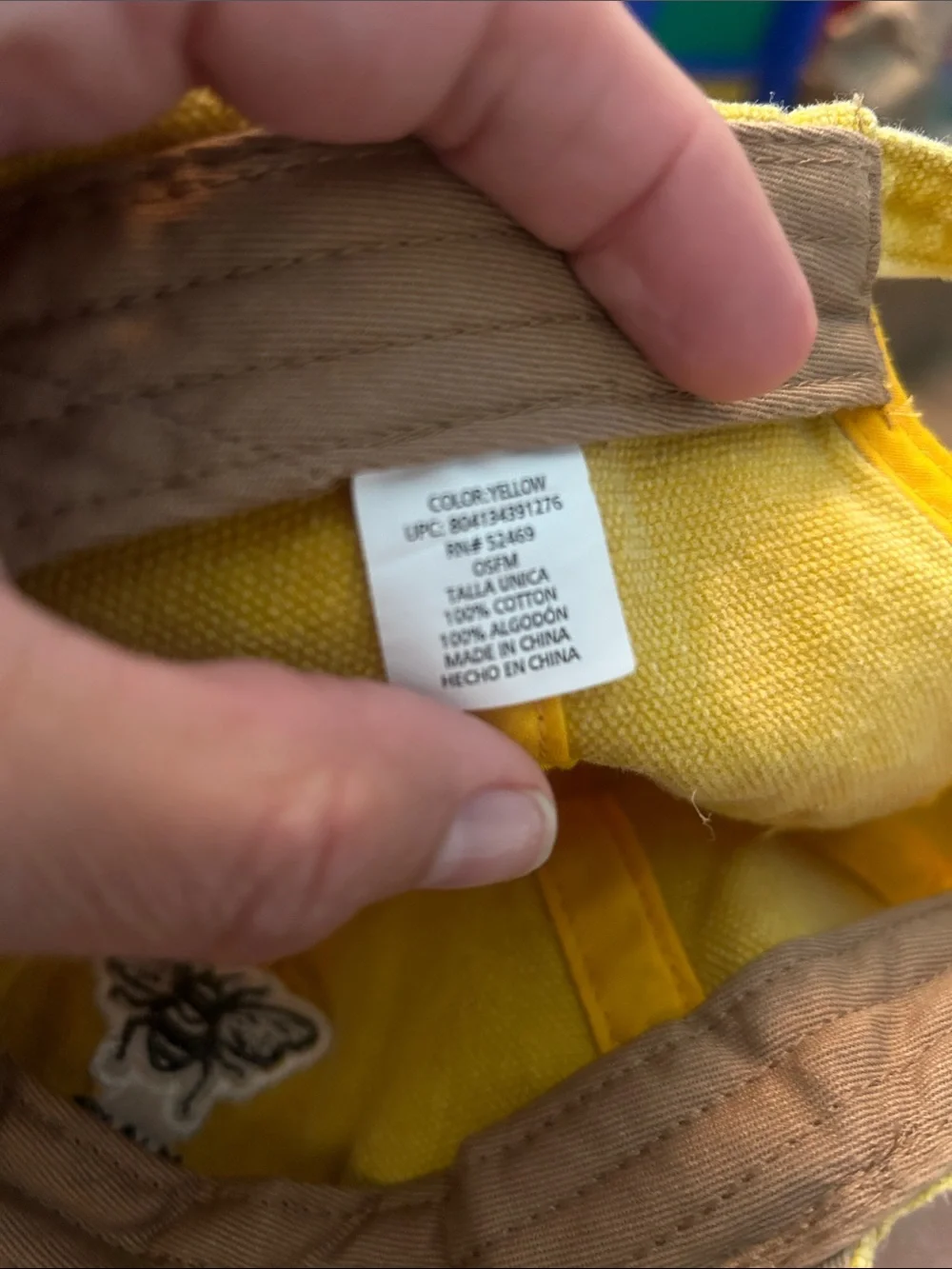 Yellow Cotton Bee “Kind' Embroidered Baseball Cap